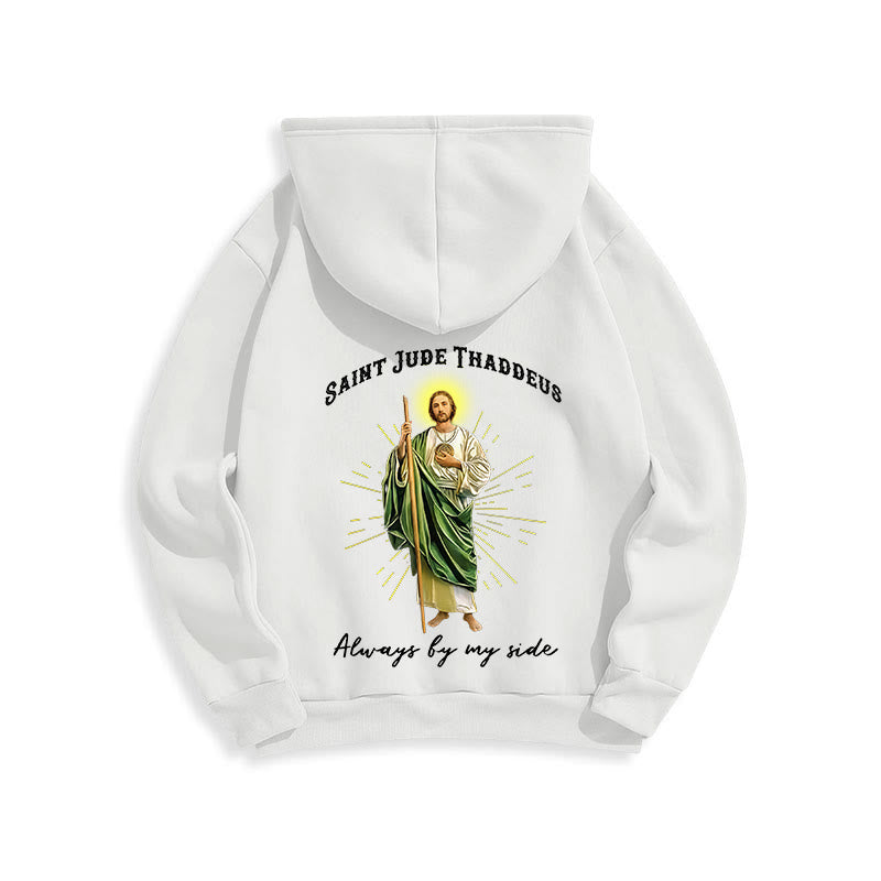 Christianartworkshop St. Jude Always by My Side Fleece Lined Polyester Hoodie - image 5