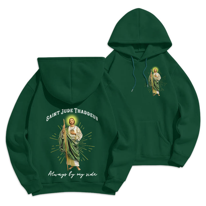 Christianartworkshop St. Jude Always by My Side Fleece Lined Polyester Hoodie - Green - 2XL - image 18
