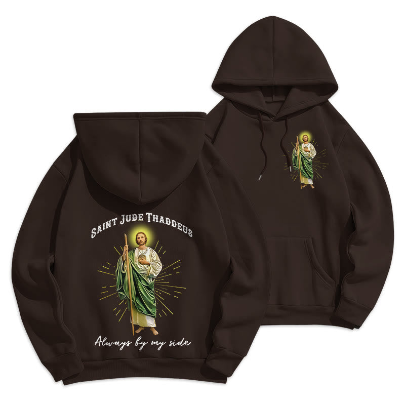 Christianartworkshop St. Jude Always by My Side Fleece Lined Polyester Hoodie - Brown - 2XL - image 21