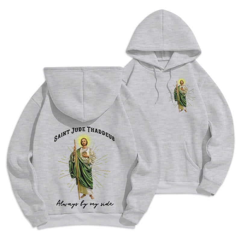 Christianartworkshop St. Jude Always by My Side Fleece Lined Polyester Hoodie - Grey - 2XL - image 6