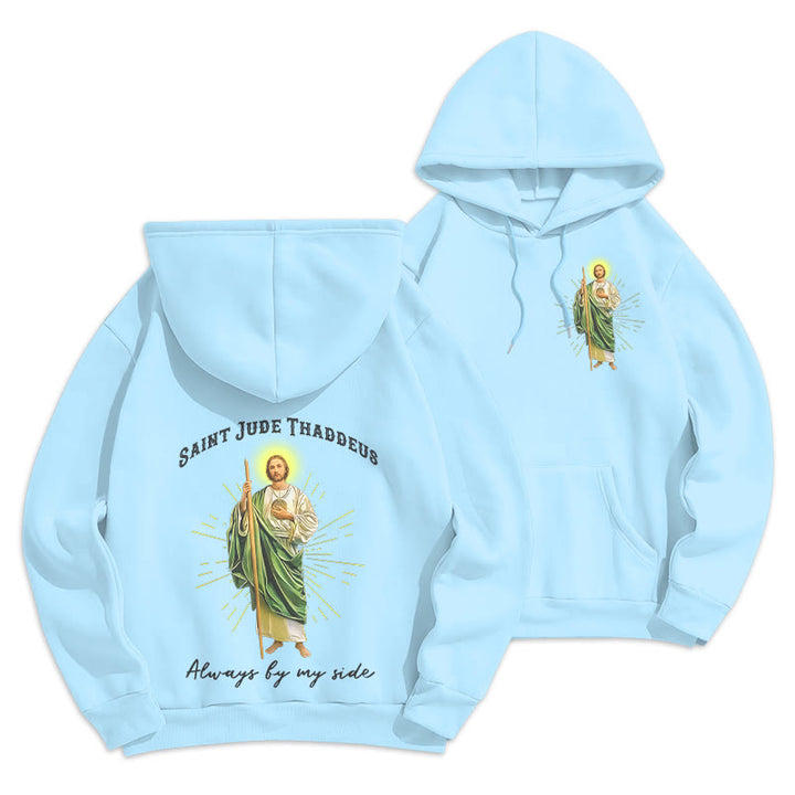 Christianartworkshop St. Jude Always by My Side Fleece Lined Polyester Hoodie - Blue - 2XL - image 12
