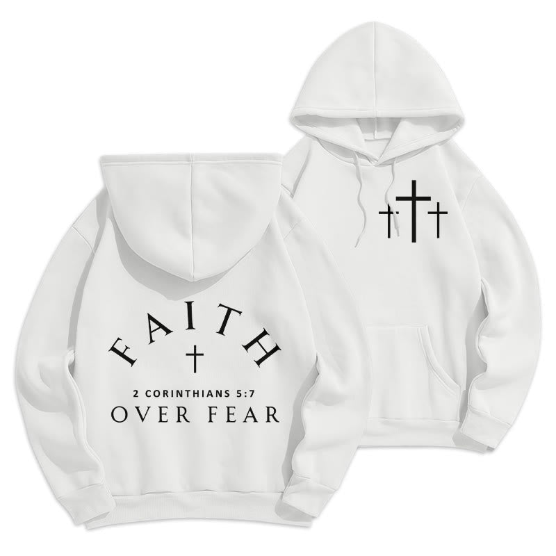 Christianartworkshop 2 Corinthians 5:7 Faith Fleece Lined Polyester Hoodie - White - 2XL - image 6