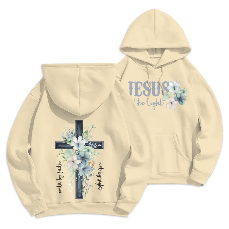 Christianartworkshop Jesus the Light Walk by Faith Fleece Lined Polyester Hoodie - Beige - 2XL - image 22