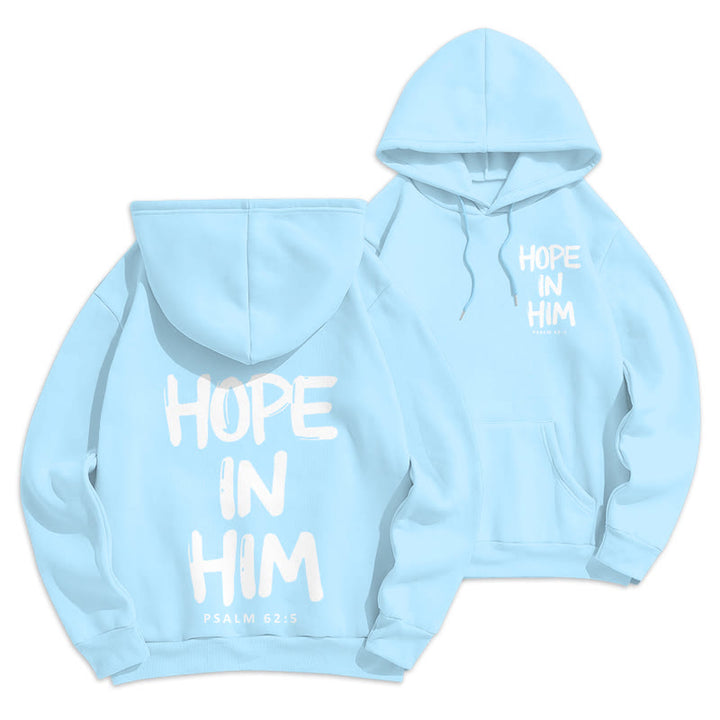 Christianartworkshop Hope in Him Psalm 62:5 Fleece Lined Polyester Hoodie: His Hope in Every Wear - Blue - 2XL - image 0