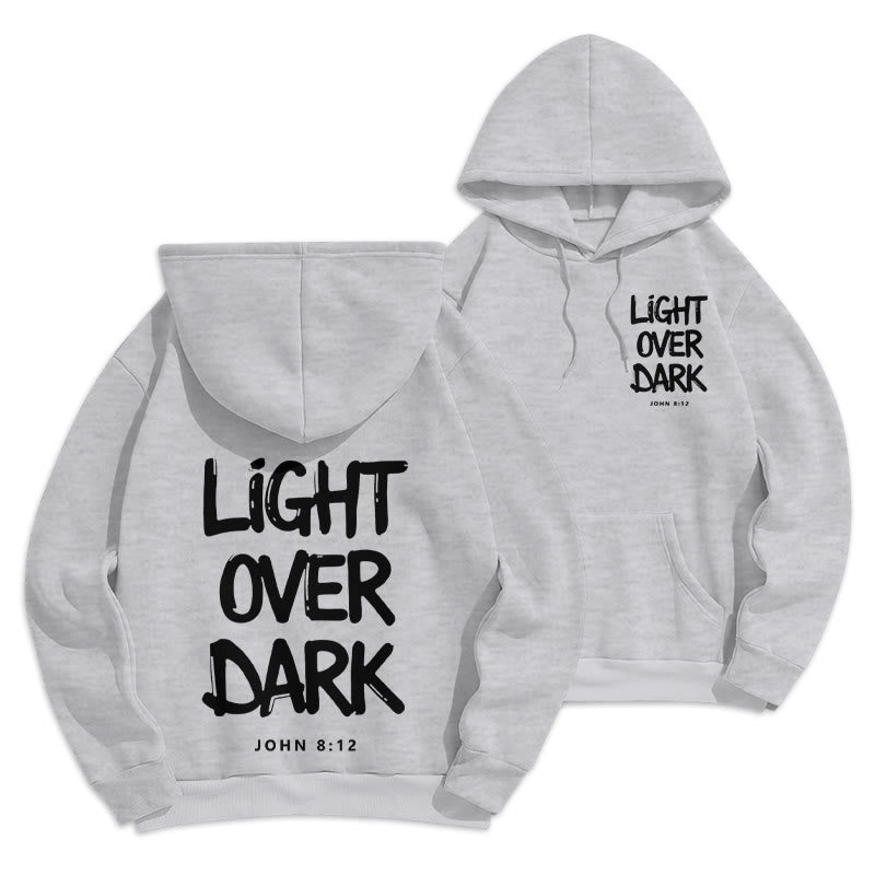 Christianartworkshop Light Over Dark John 8:12 Fleece Lined Polyester Hoodie - Grey - 2XL - image 21