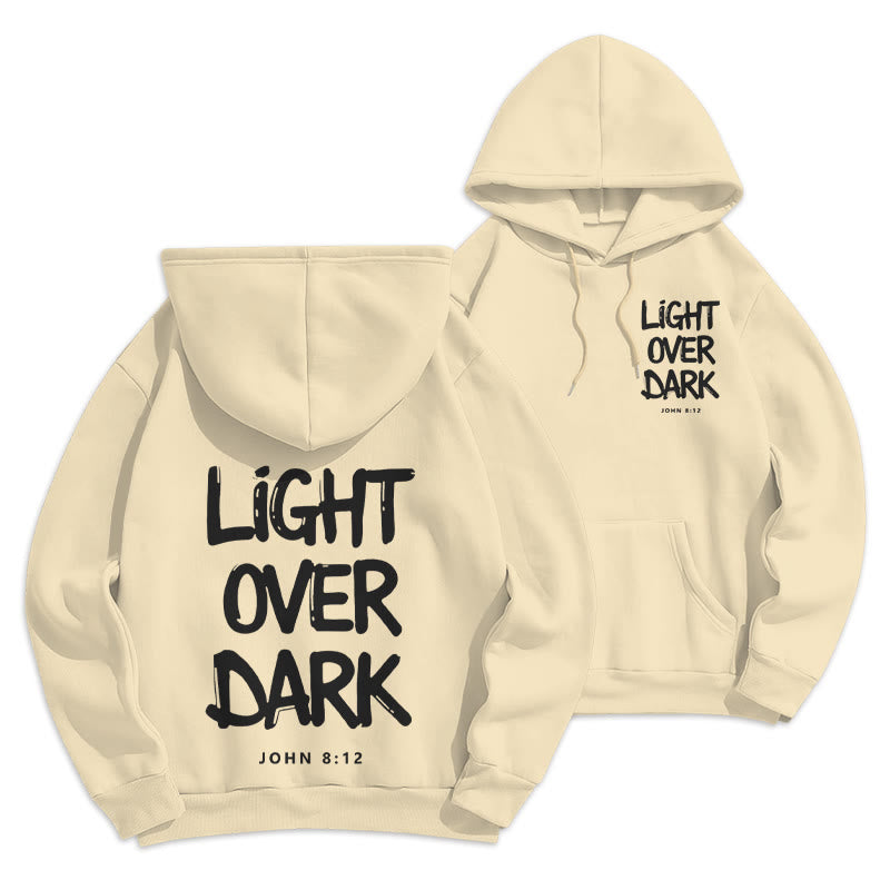 Christianartworkshop Light Over Dark John 8:12 Fleece Lined Polyester Hoodie - Beige - 2XL - image 6