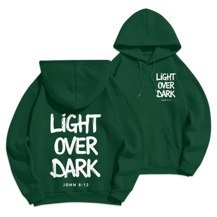 Christianartworkshop Light Over Dark John 8:12 Fleece Lined Polyester Hoodie - Green - 2XL - image 9