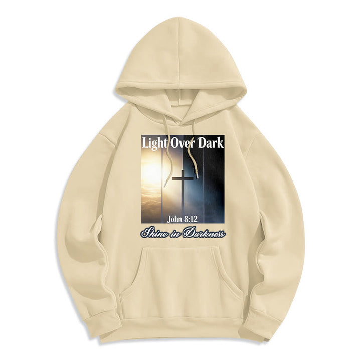 Christianartworkshop John 8:12 Shine in Darkness Fleece Lined Polyester Hoodie - Beige - 2XL - image 6