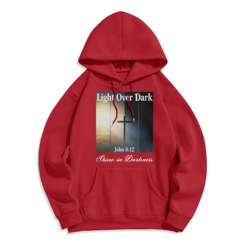 Christianartworkshop John 8:12 Shine in Darkness Fleece Lined Polyester Hoodie - Red - 2XL - image 4