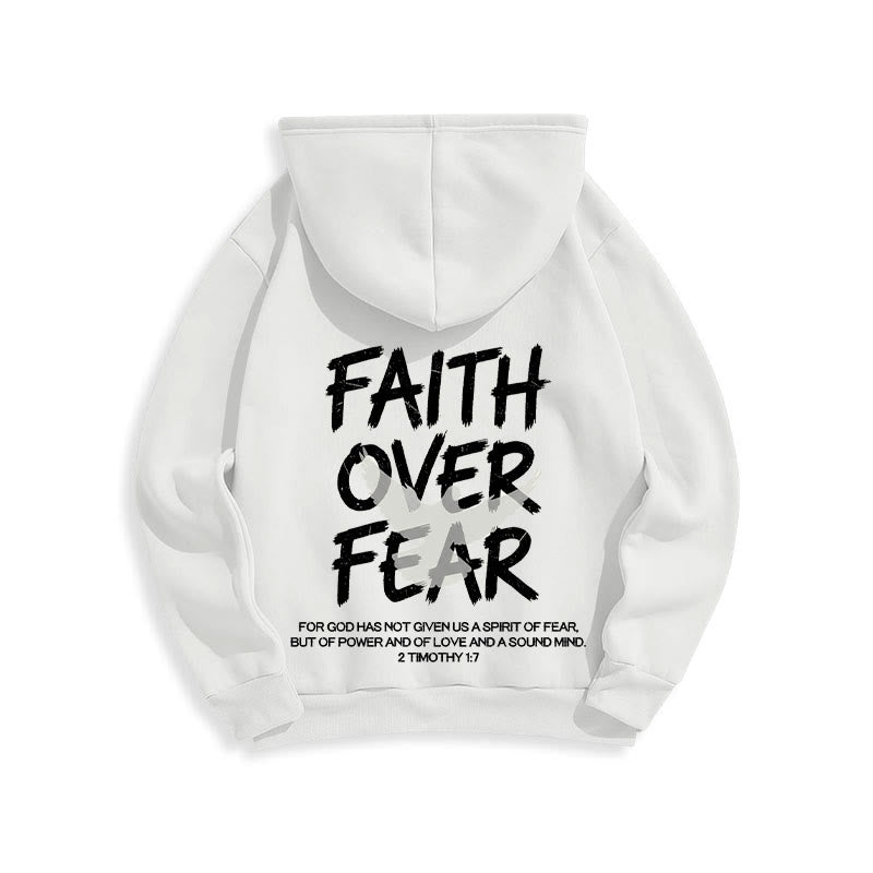 Christianartworkshop Faith Over Fear 2 Timothy 1:7 Fleece Lined Polyester Hoodie - image 11