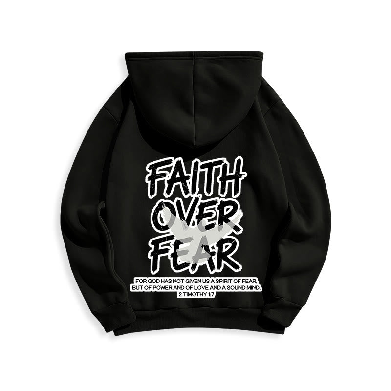 Christianartworkshop Faith Over Fear 2 Timothy 1:7 Fleece Lined Polyester Hoodie - image 8