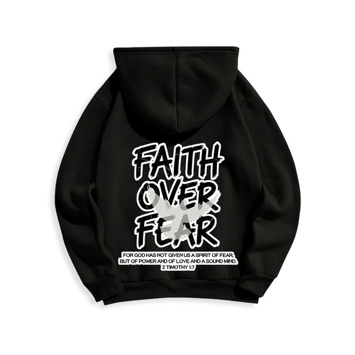 Christianartworkshop Faith Over Fear 2 Timothy 1:7 Fleece Lined Polyester Hoodie - image 8