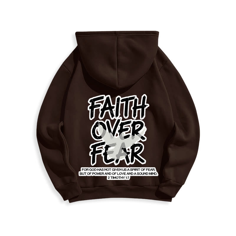 Christianartworkshop Faith Over Fear 2 Timothy 1:7 Fleece Lined Polyester Hoodie - image 5