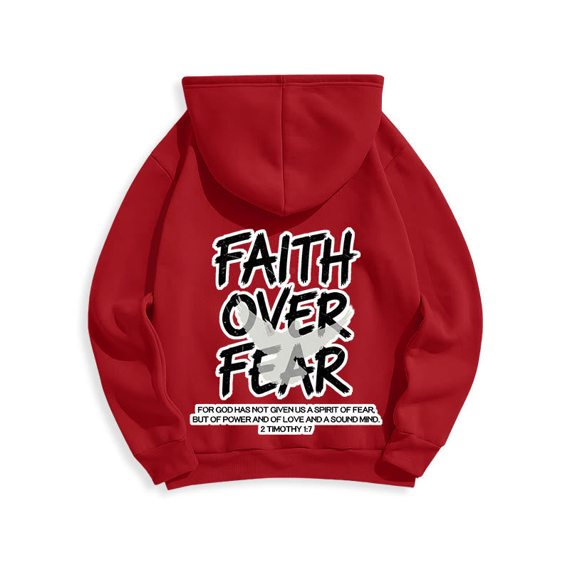 Christianartworkshop Faith Over Fear 2 Timothy 1:7 Fleece Lined Polyester Hoodie - image 17