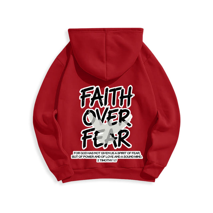 Christianartworkshop Faith Over Fear 2 Timothy 1:7 Fleece Lined Polyester Hoodie - image 17