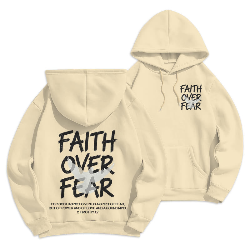 Christianartworkshop Faith Over Fear 2 Timothy 1:7 Fleece Lined Polyester Hoodie - Beige - 2XL - image 21