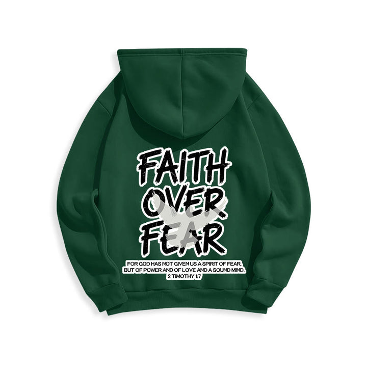 Christianartworkshop Faith Over Fear 2 Timothy 1:7 Fleece Lined Polyester Hoodie - image 2