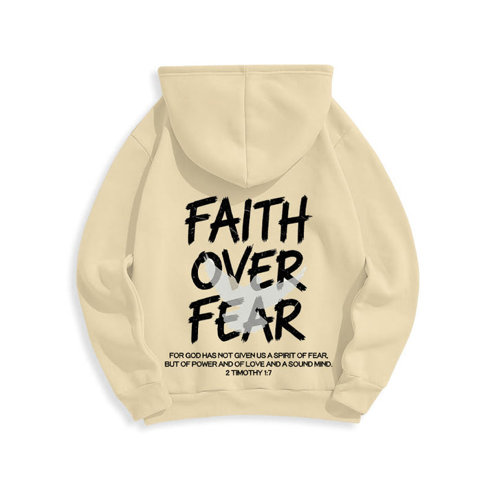 Christianartworkshop Faith Over Fear 2 Timothy 1:7 Fleece Lined Polyester Hoodie - image 23