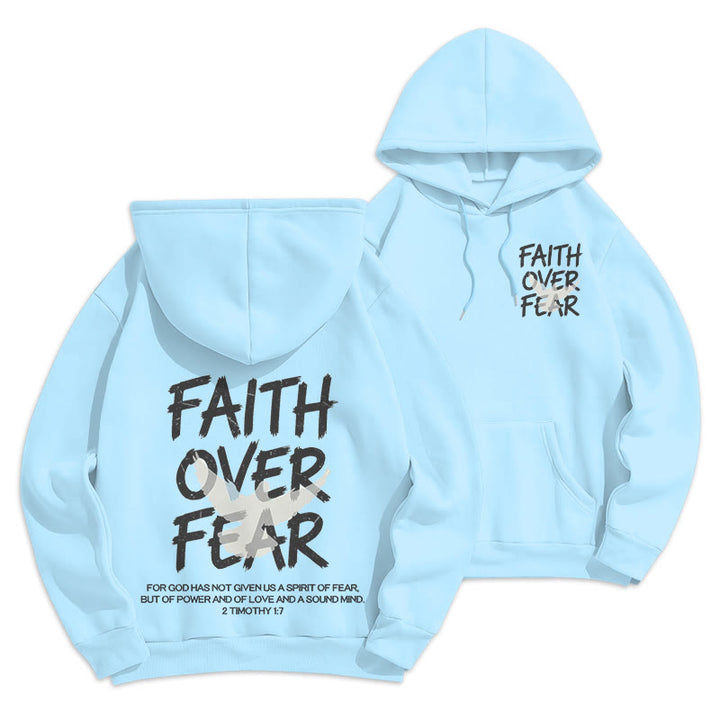 Christianartworkshop Faith Over Fear 2 Timothy 1:7 Fleece Lined Polyester Hoodie - Blue - 2XL - image 18