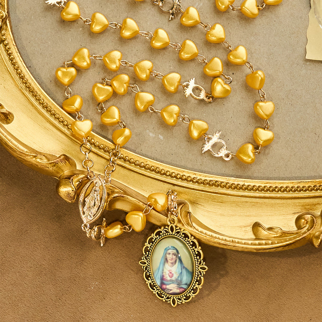 Christianartworkshop Yellow Heart Bead Rosary & Bracelet Set: Tender Companion of Daily Grace - image 4