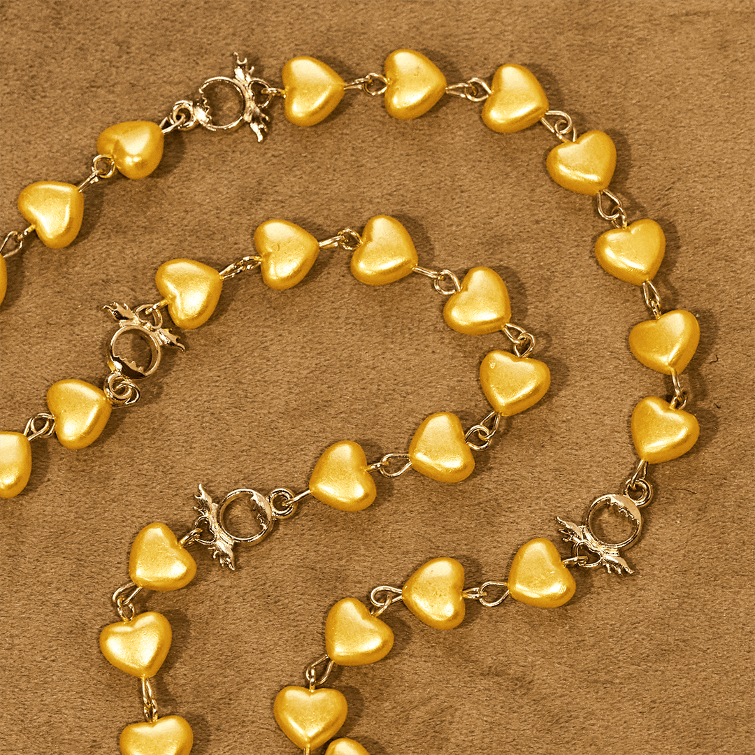 Christianartworkshop Yellow Heart Bead Rosary & Bracelet Set: Tender Companion of Daily Grace - image 5