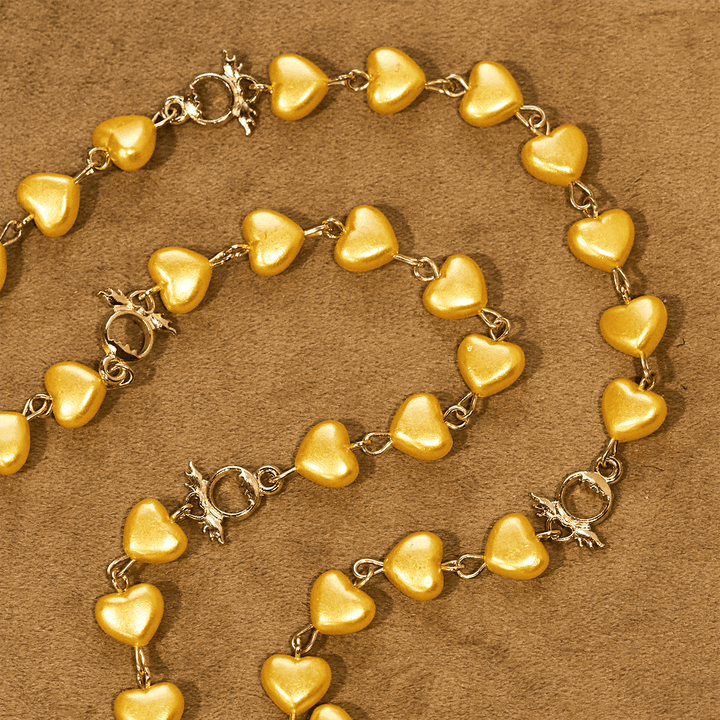 Christianartworkshop Yellow Heart Bead Rosary & Bracelet Set: Tender Companion of Daily Grace - image 5