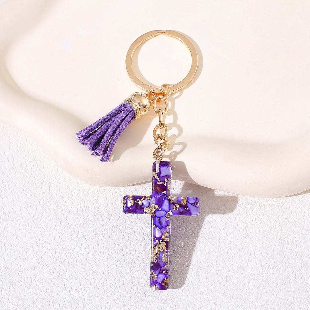 Christianartworkshop Resin Cross with Heart-Accent Faith Keychains: Tender Joy for All - Light Purple - image 3