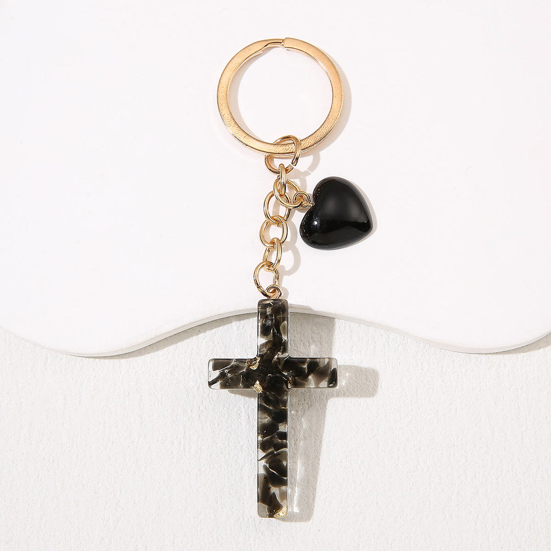 Christianartworkshop Resin Cross with Heart-Accent Faith Keychains: Tender Joy for All - Black - image 6