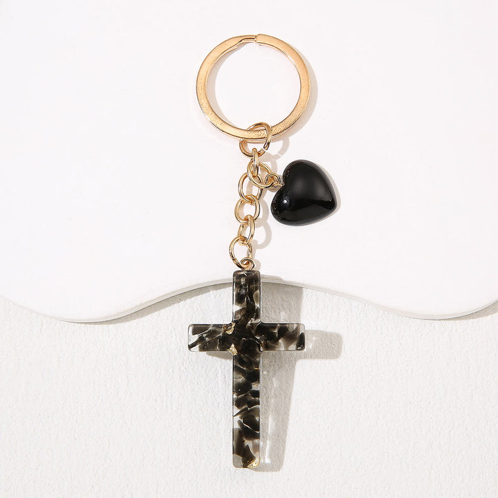 Christianartworkshop Resin Cross with Heart-Accent Faith Keychains: Tender Joy for All - Black - image 6