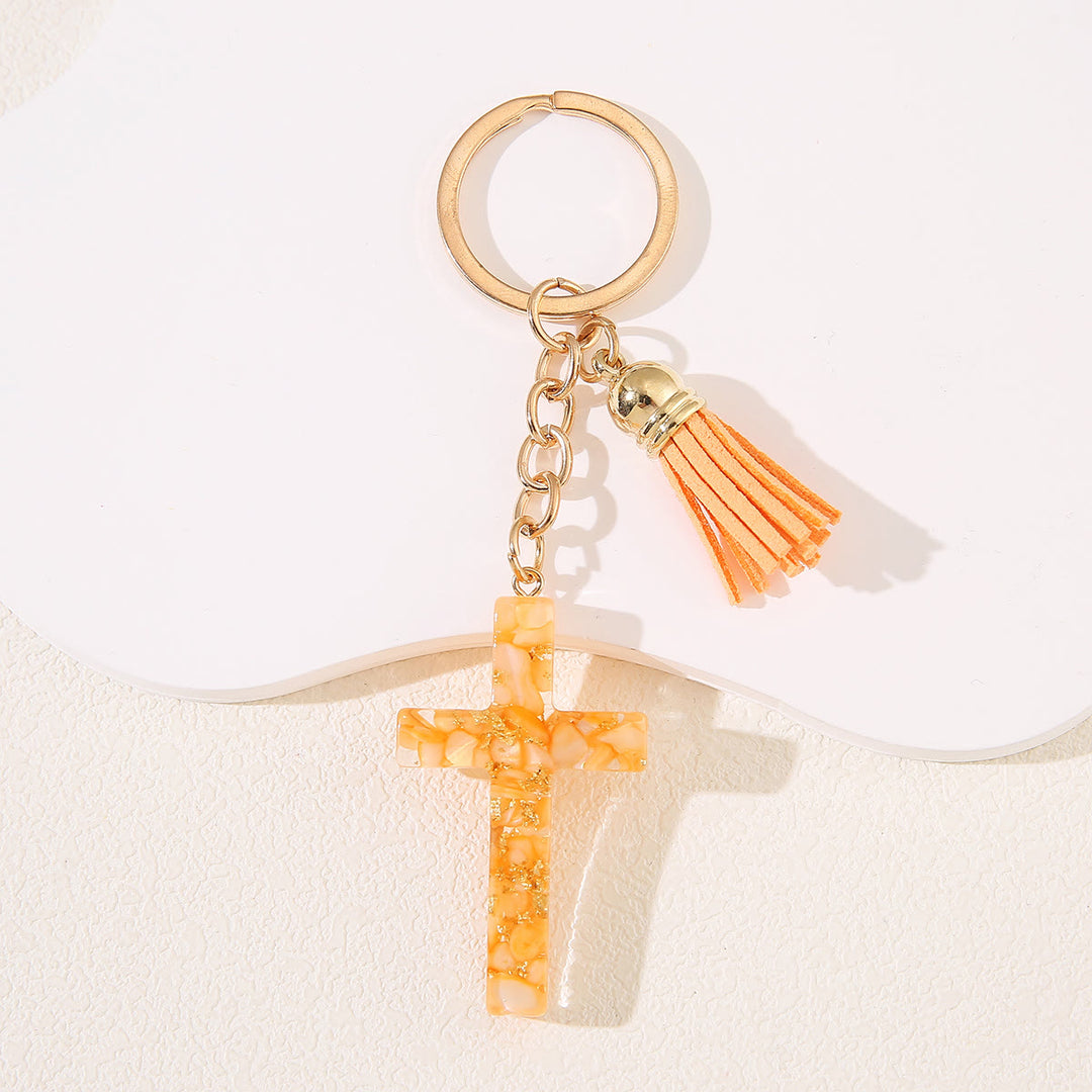 Christianartworkshop Resin Cross with Heart-Accent Faith Keychains: Tender Joy for All - Yellow - image 10