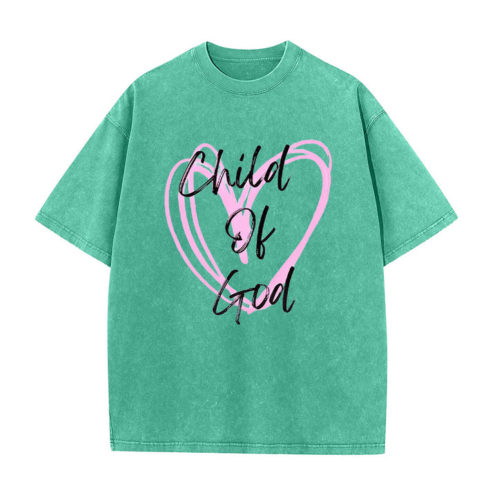 Christianartworkshop Romantic Child of God with Sacred Heart Unisex Washed T-Shirt - Green - 5XL - image 9