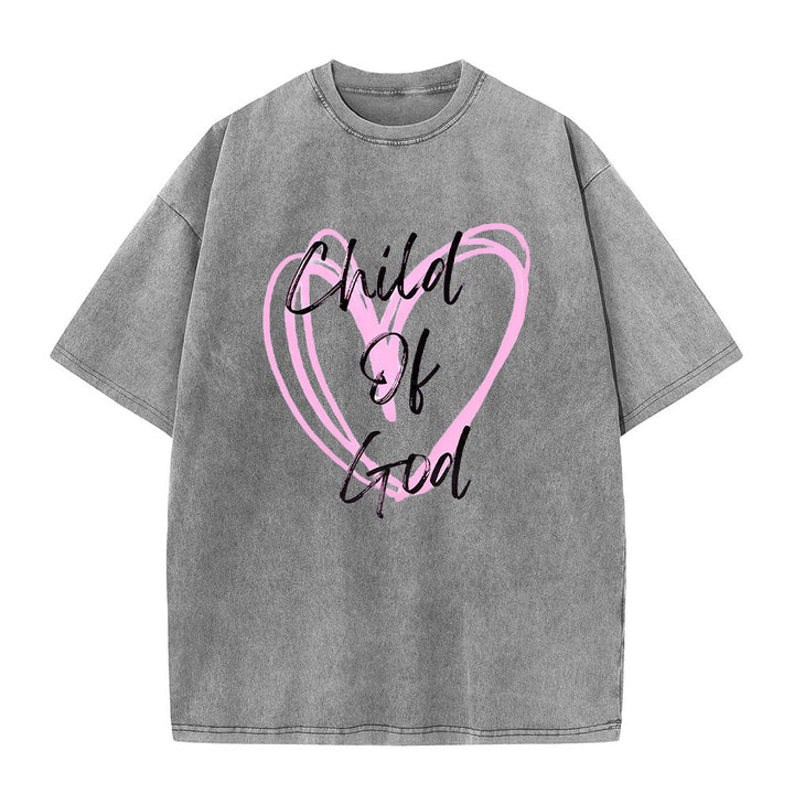 Christianartworkshop Romantic Child of God with Sacred Heart Unisex Washed T-Shirt - Grey - 5XL - image 4