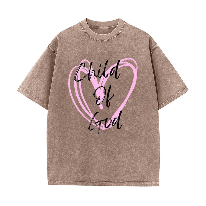 Christianartworkshop Romantic Child of God with Sacred Heart Unisex Washed T-Shirt - Coffee - 5XL - image 8