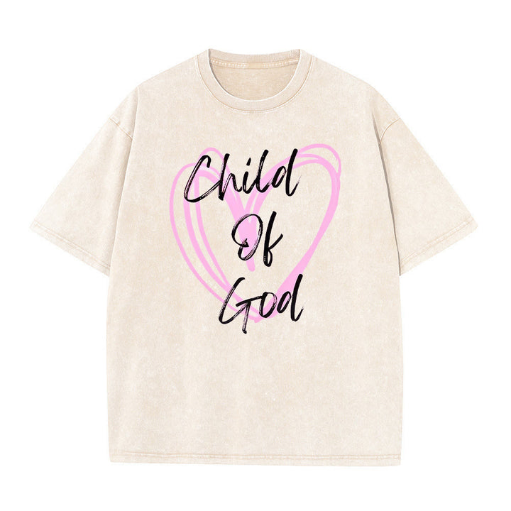 Christianartworkshop Romantic Child of God with Sacred Heart Unisex Washed T-Shirt - Apricot - 5XL - image 7