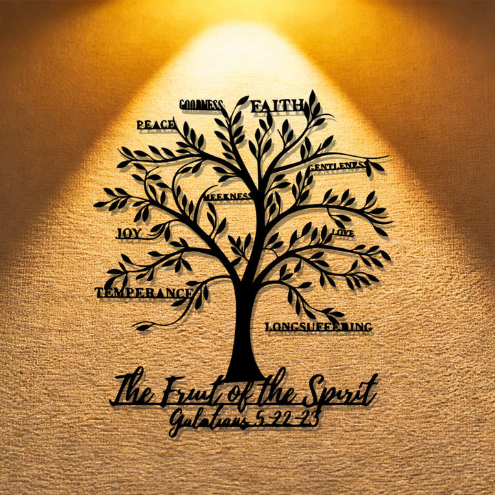 Christianartworkshop Fruit of the Spirit Tree Metal Wall Decor: Gentle Virtue for Home Spaces - 13.54''*15.74''/34.4*40cm - image 0