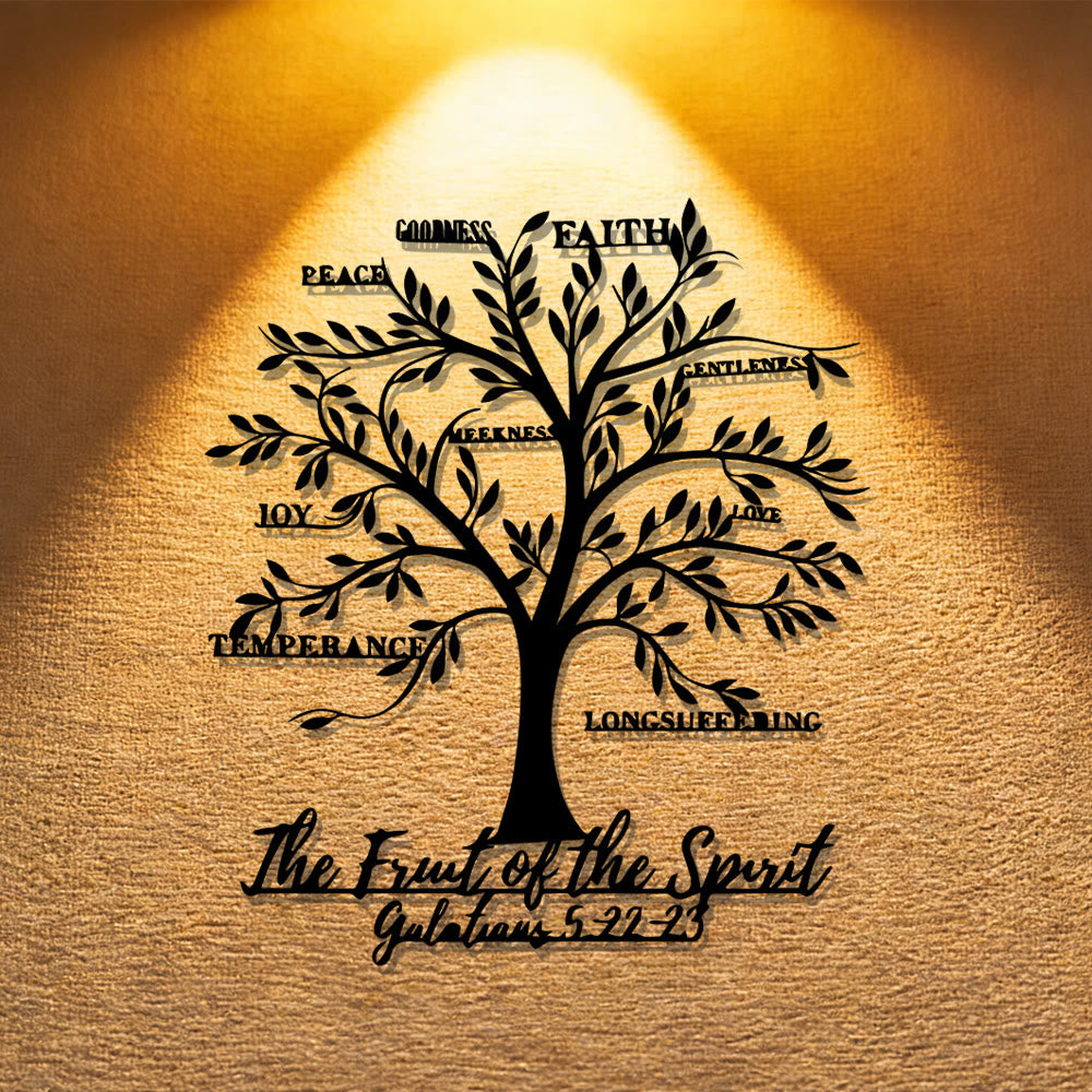 Christianartworkshop Fruit of the Spirit Tree Metal Wall Decor: Gentle Virtue for Home Spaces - 13.54''*15.74''/34.4*40cm - image 0