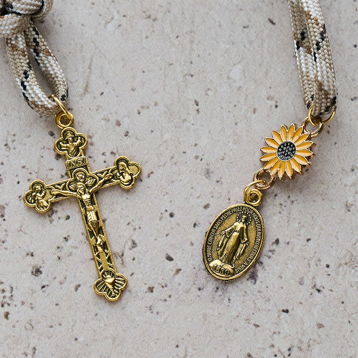 Christianartworkshop Twofold Blessing Pocket Rosary: Sunflower and Blessed Mother for Car Mirror or Personal Carry - image 7