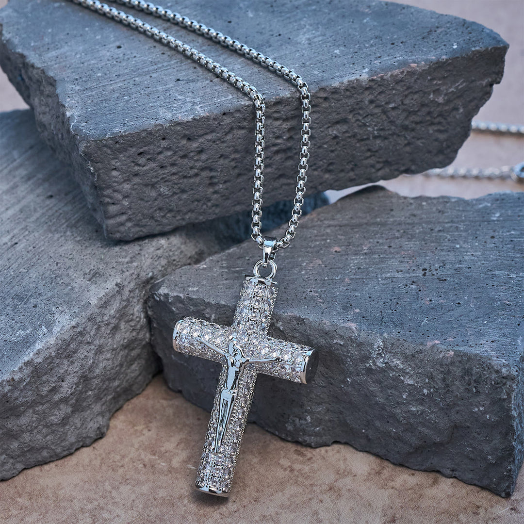 Christianartworkshop Jesus Crucifix Paved Necklace: Sparkling Detail for Faith & Daily Style - image 5