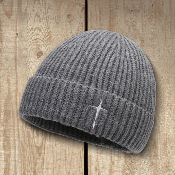 Christianartworkshop Subtle Cross Embroidered Beanie: His Grace in Cold Days - Grey - Head Circumference: 54–60cm / 21.26''–23.62'' - image 8