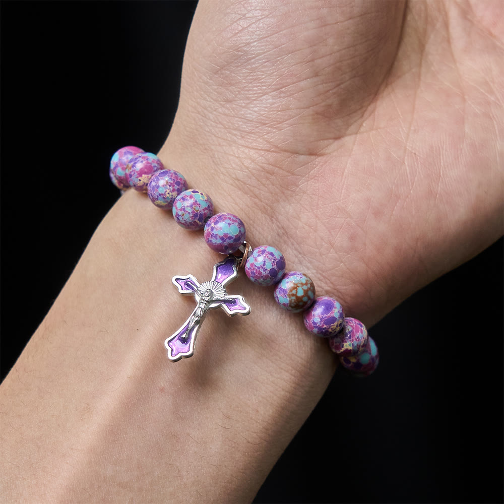 Christianartworkshop Marbled Purple Agate Bracelet: Distinctive Faith in Earthy Texture - image 1