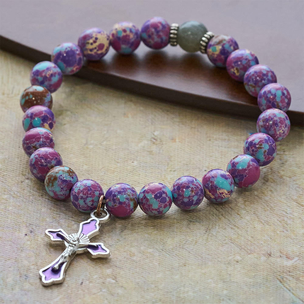 Christianartworkshop Marbled Purple Agate Bracelet: Distinctive Faith in Earthy Texture - image 3