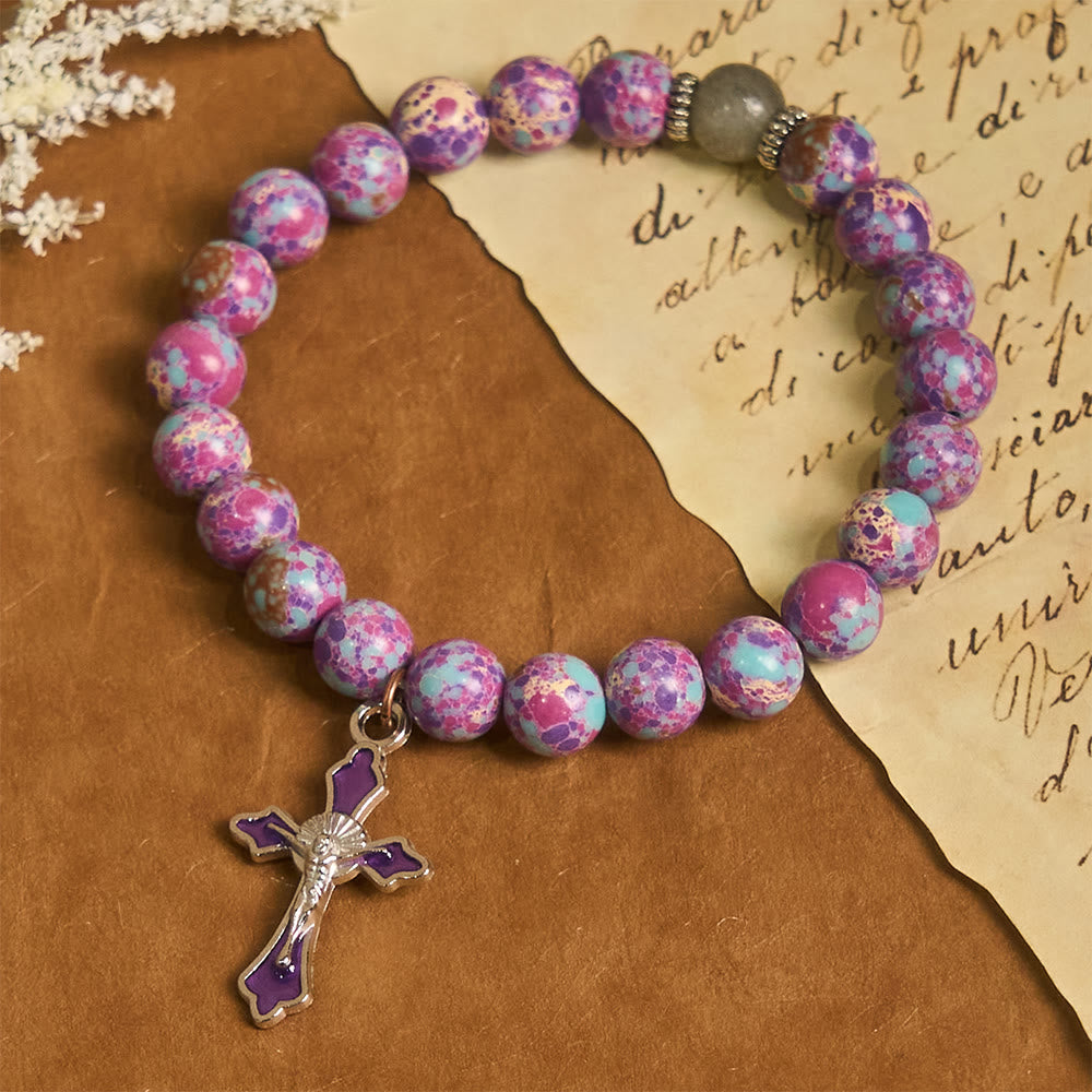 Christianartworkshop Marbled Purple Agate Bracelet: Distinctive Faith in Earthy Texture - image 4