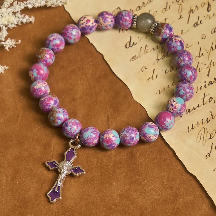 Christianartworkshop Marbled Purple Agate Bracelet: Distinctive Faith in Earthy Texture - image 4