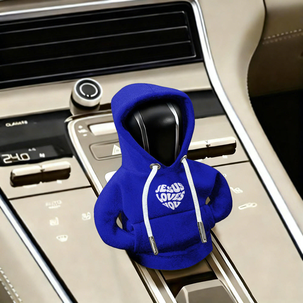 Christianartworkshop Jesus Loves You Hoodie Car Shift Cover: Message of Love on the Road - Navy Blue - image 6