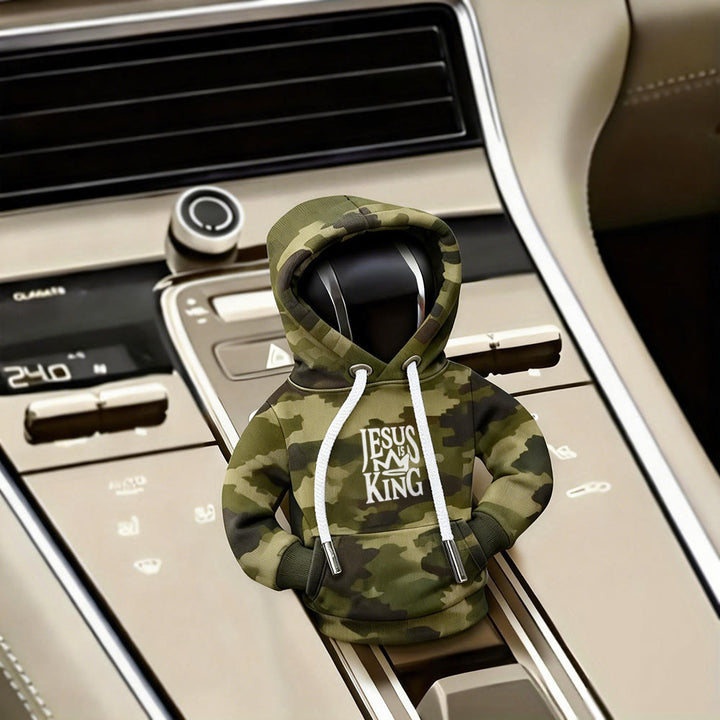 Christianartworkshop Jesus Is My King Hoodie Car Shift Cover: A Royal Proclamation - Camo - image 2