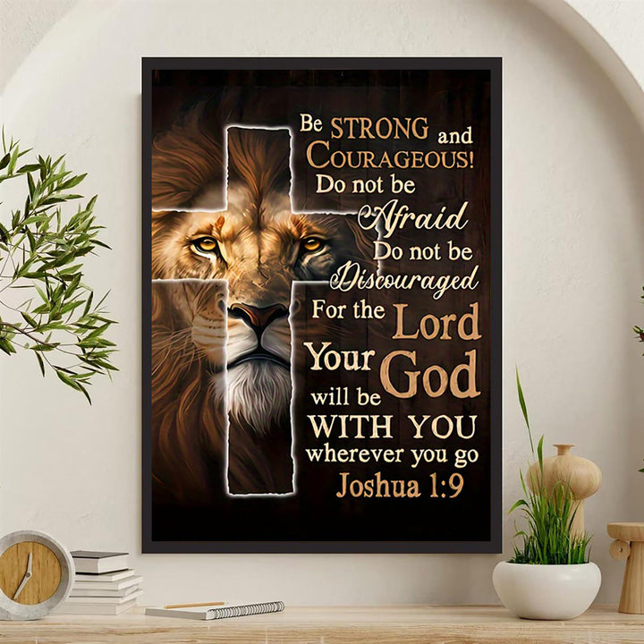 Christianartworkshop Lion & Cross Joshua Verse Wall Art Print: Bold Courage for Home Spaces - image 4