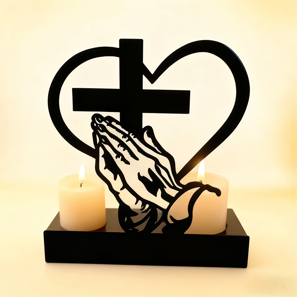 Christianartworkshop Prayer Hands & Cross Heart Candle Box: Gentle Devotion for Desks - image 1