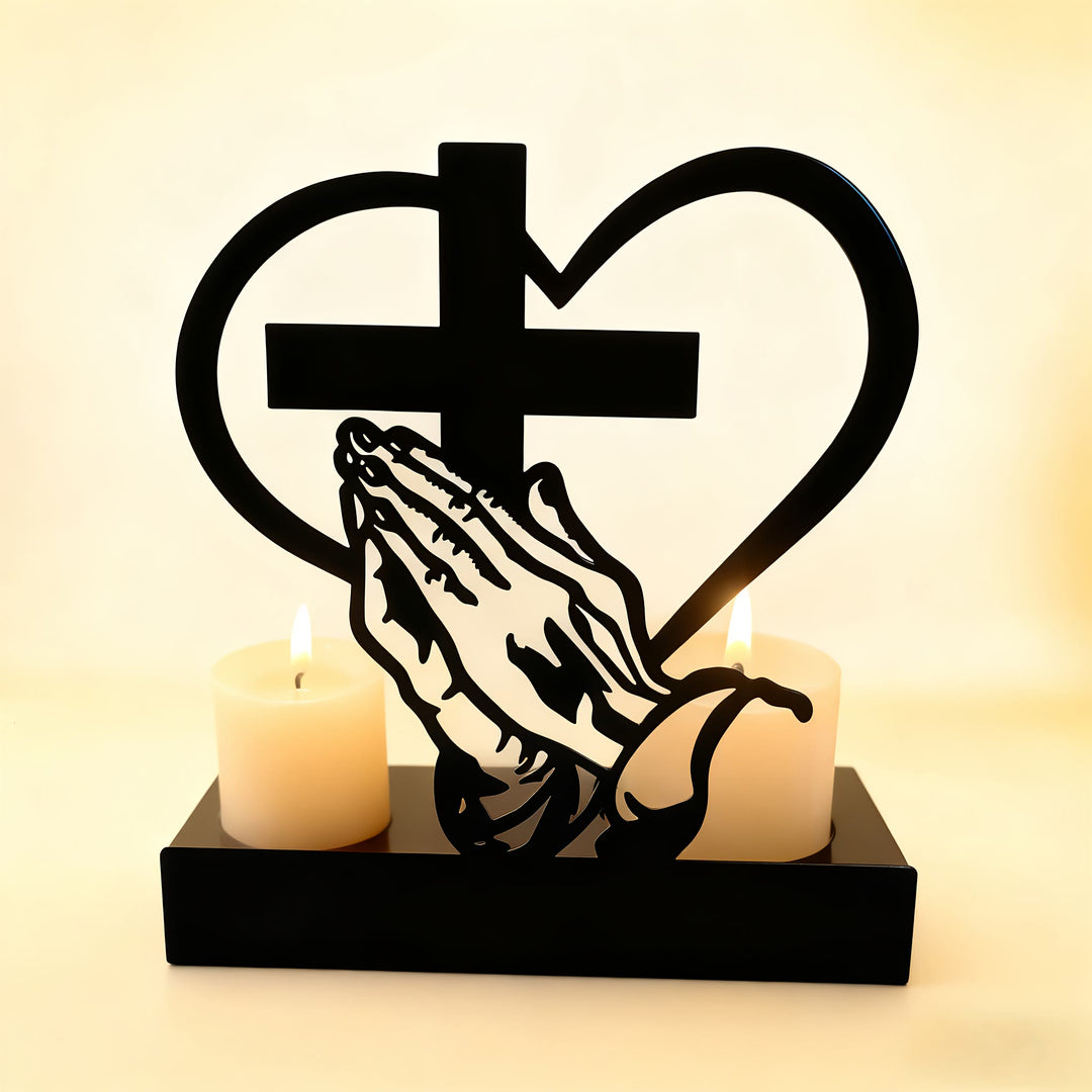 Christianartworkshop Prayer Hands & Cross Heart Candle Box: Gentle Devotion for Desks - image 1