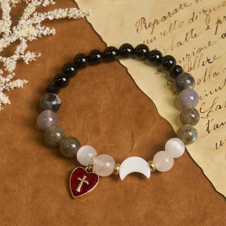 Christianartworkshop Night-to-Day Tidal Gradient Bracelet with Red Heart Cross: Faith That Never Fades - image 3