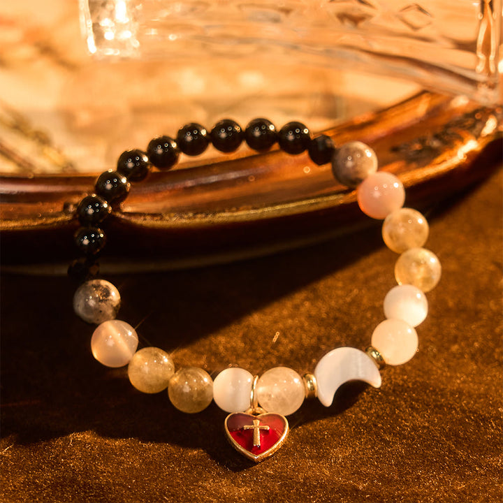 Christianartworkshop Night-to-Day Tidal Gradient Bracelet with Red Heart Cross: Faith That Never Fades - image 4